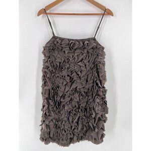 NWT MM Couture Miss Me Women’s Medium Taupe Stretch Ruffle Party Dress Strappy